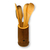Jogo de utensílios de cozinha em bambu 3 peças e suporte - Produzidos no Brasil