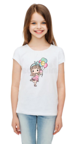 Remera (Modal) Nena Con Globos (Niña/o)