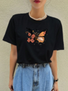 Remera DTF (ALGODON) Mariposa Naranja (Mujer)