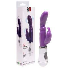 VIBRADOR PONTO G EM JELLY DUPLO MOTOR 12 NÍVEIS DE VIBRAÇÃO ROXO