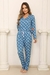 Pijama Manga Longa Decote V Calça Jogging Losangos Azul Claro - comprar online