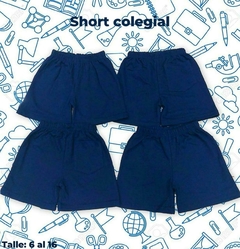 PACK 6 SHORTS LISOS AZULES COLEGIAL TALLES DEL 6 AL 16