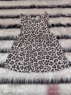 PACK 6 VESTIDOS DE MORLEY SPANDEX ANIMAL PRINT CON VOLADITO TALLES DEL 4 AL 14