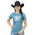 T-shirt Feminina Thankfield Azul Com Detlahe Em Branco 01144