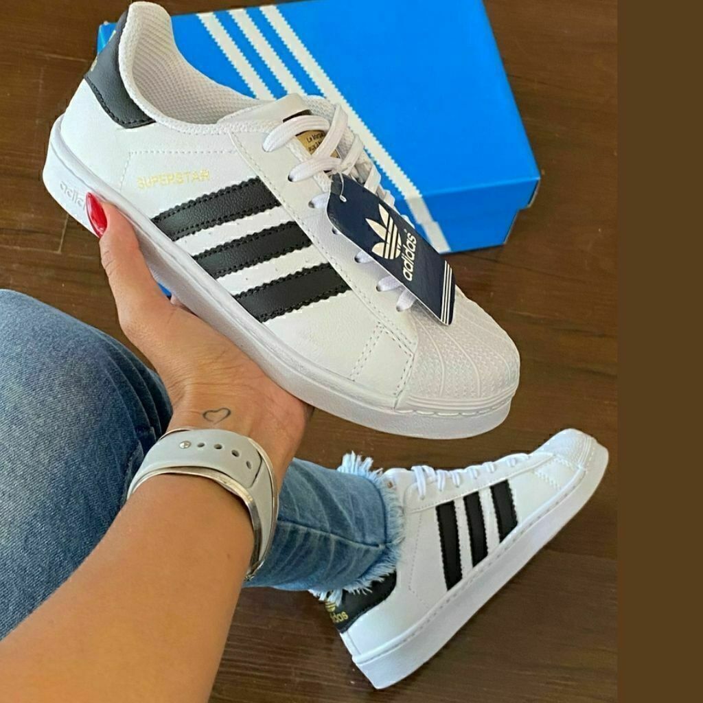 Tênis Adidas Superstar Branco com Listras Pretas