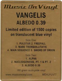 VANGELIS - Albedo 0.39 Vinilo LP - comprar online