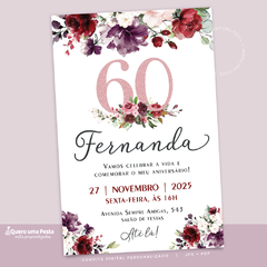 Convite Aniversário Floral Digital