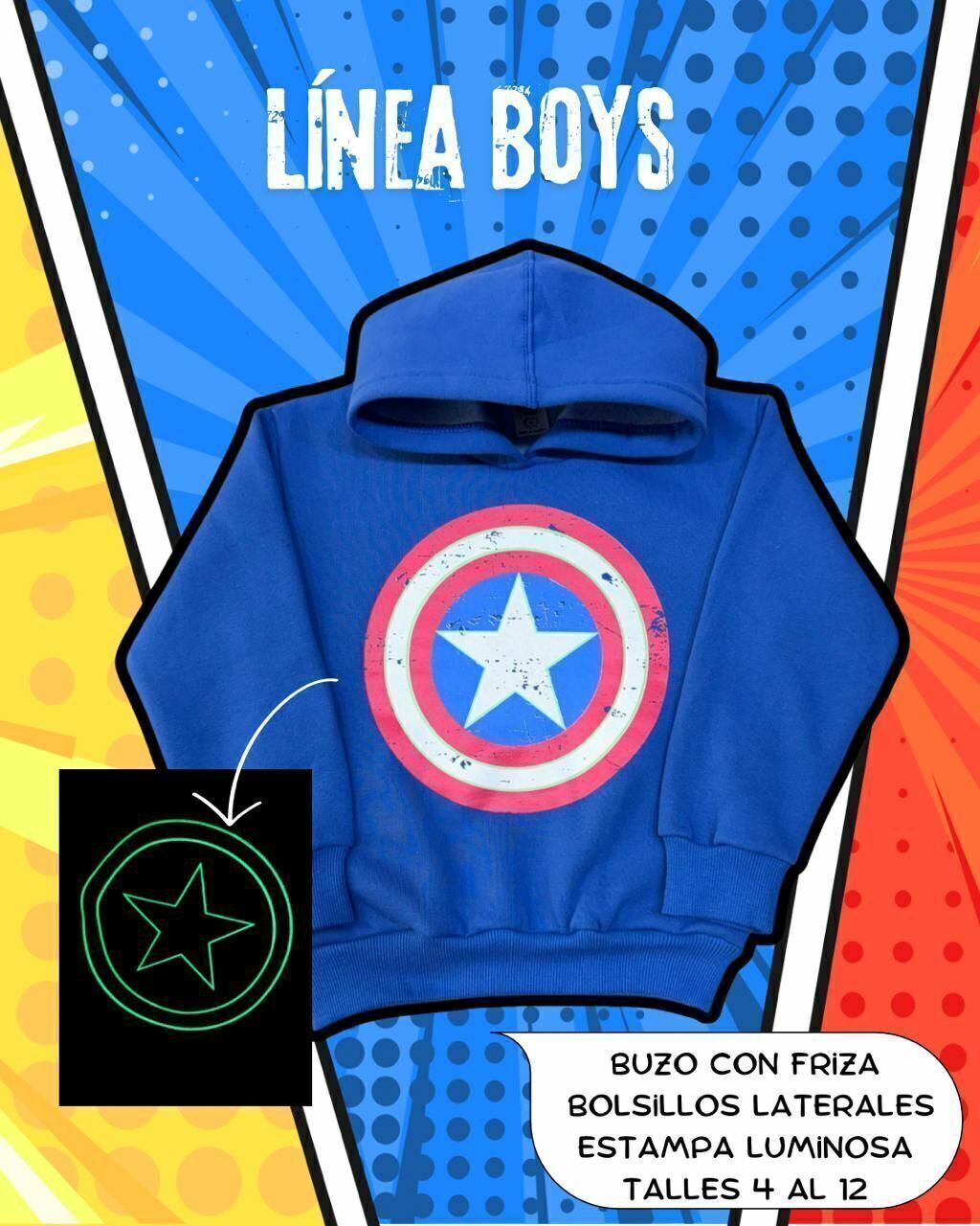 Buzo con capucha Capitan America Planeta Mars