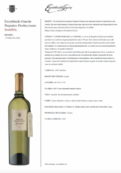 Vino Escorihuela Gascon Pequeñas Producciones Semillon - comprar online