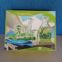 Jogo de caipirinha com uma jarra e quatro copos de vidros, na caixa original. - comprar online