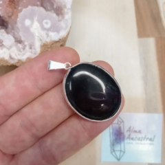 DIJE OVAL OBSIDIANA NEGRA