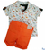 Conjunto Bata ou Body Savana Safári e Bermuda Laranja Casual Índigo Trend