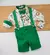 Conjunto Camisa Social ou Body Verde Bandeia Baby Safári Bermuda Esporte Fino Botão Verde Gravata Borboleta e Suspensório Verde Bandeira Índigo Trend