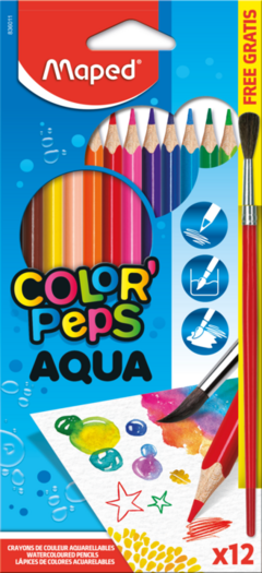 Lapices Maped de colores Acuarelables Aqua X12 + Pincel