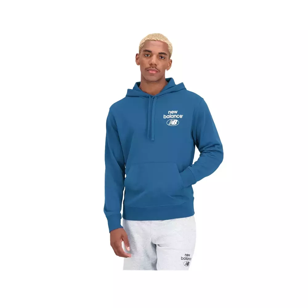 Buzo New Balance Hoodie French Terry Azul Hombre Depormania