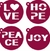 Stencil Love, Hope, Peace, Joy Set x 4 u (set19) MIL ARTES