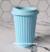 Vaso Plástico Rayado Termico con Tapa - 330cc - Celeste Pastel