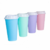 Vaso Plastico Liso con Tapa Blanca Color Pastel