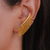 Brinco Ear Cuff Franjas de Bolinhas Lisas com Encaixe Piercing no Dourado