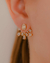 Brinco Ear Jacket Zirconias de Gotas no Dourado