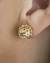 Brinco Bola 12mm com Detalhes Vazados com Zirconias dentro no Dourado - DAMA Semijoias Atacado