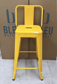 Banco tipo Tolix 66cm Respaldo Corto – Amarillo - Bleu Muebles