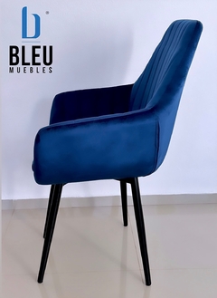 Silla Velvet II con brazos – Azul