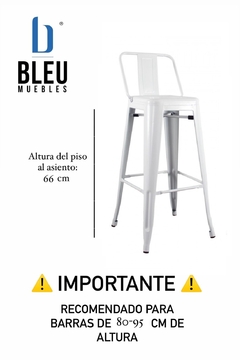 Banco tipo Tolix 66cm Respaldo Corto – Blanco - Bleu Muebles