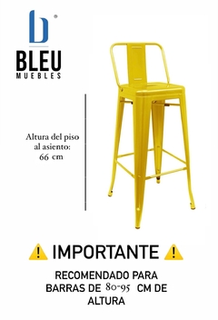 Imagen de Banco tipo Tolix 66cm Respaldo Corto – Amarillo