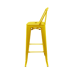 Banco tipo Tolix 66cm Respaldo Corto – Amarillo - comprar en línea