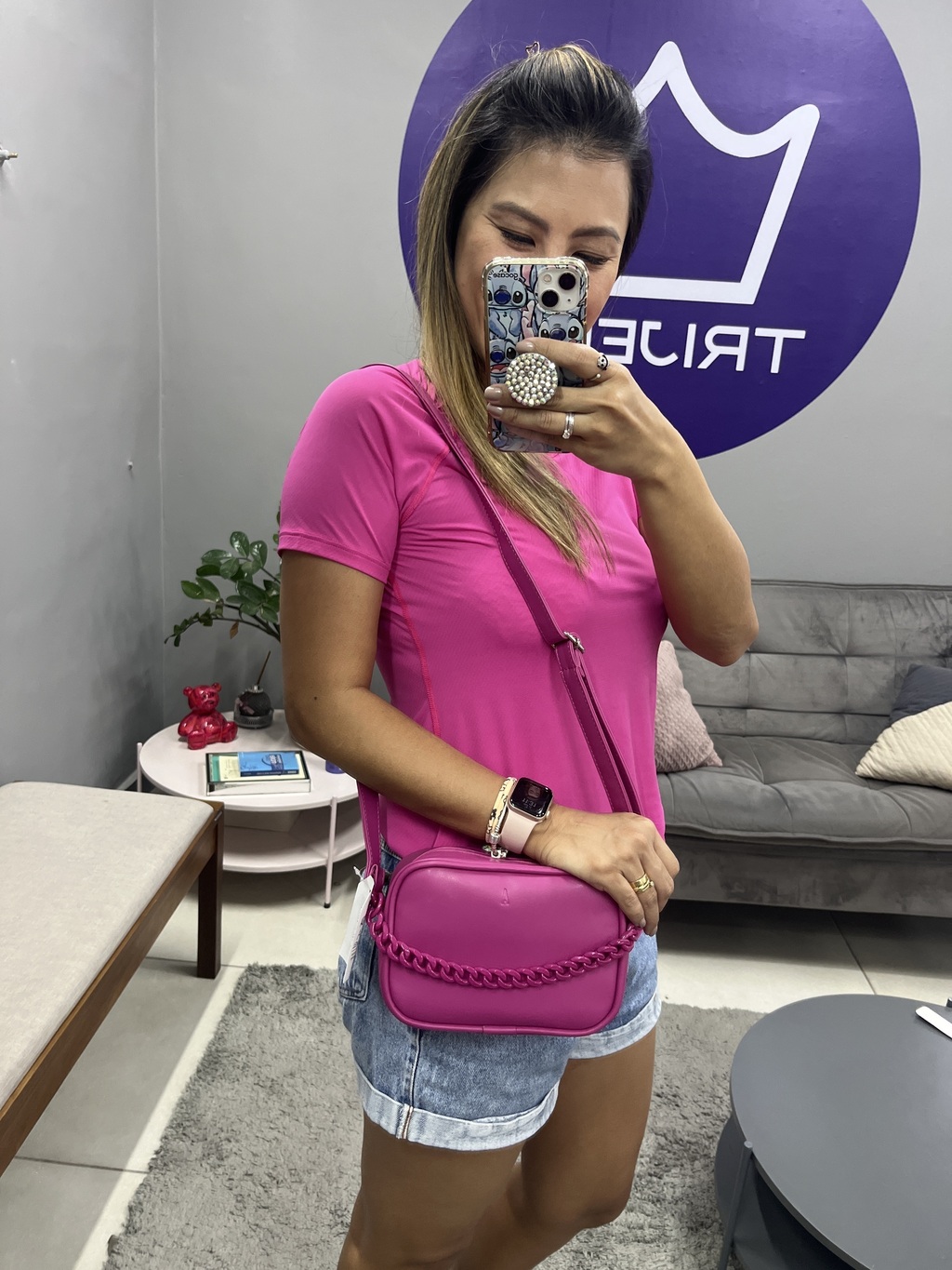 Bolsa Anacapri Crossbody Corrente Monocromatica