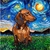 Dachshund na Tela Van Gogh - comprar online