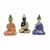 Trio de Budas - Estátua de 6cm de Resina e Colorida c/ Brilho