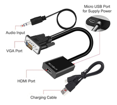 Conversor Vga Para Hdmi Preto - comprar online