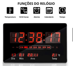 Relógio Parede Led Digital Grande Calendário Temperatura LE-2132 - comprar online