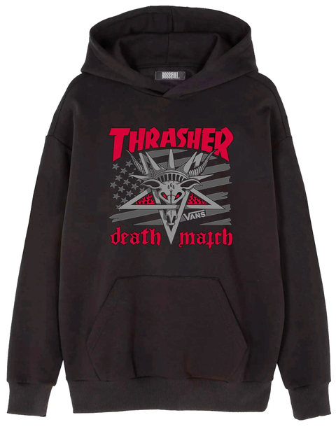 Thrasher Death Match Buzo Canguro Capucha Bolsillo Unisex Skate Pentagram
