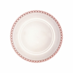 Prato Raso Cristal Coracao Borda Rosa 28cm - comprar online