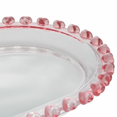 Travessa Oval de Cristal de Chumbo Coracao Borda Rosa 25x13x2,5cm na internet