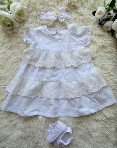 Vestido para beba blanco en plumeti