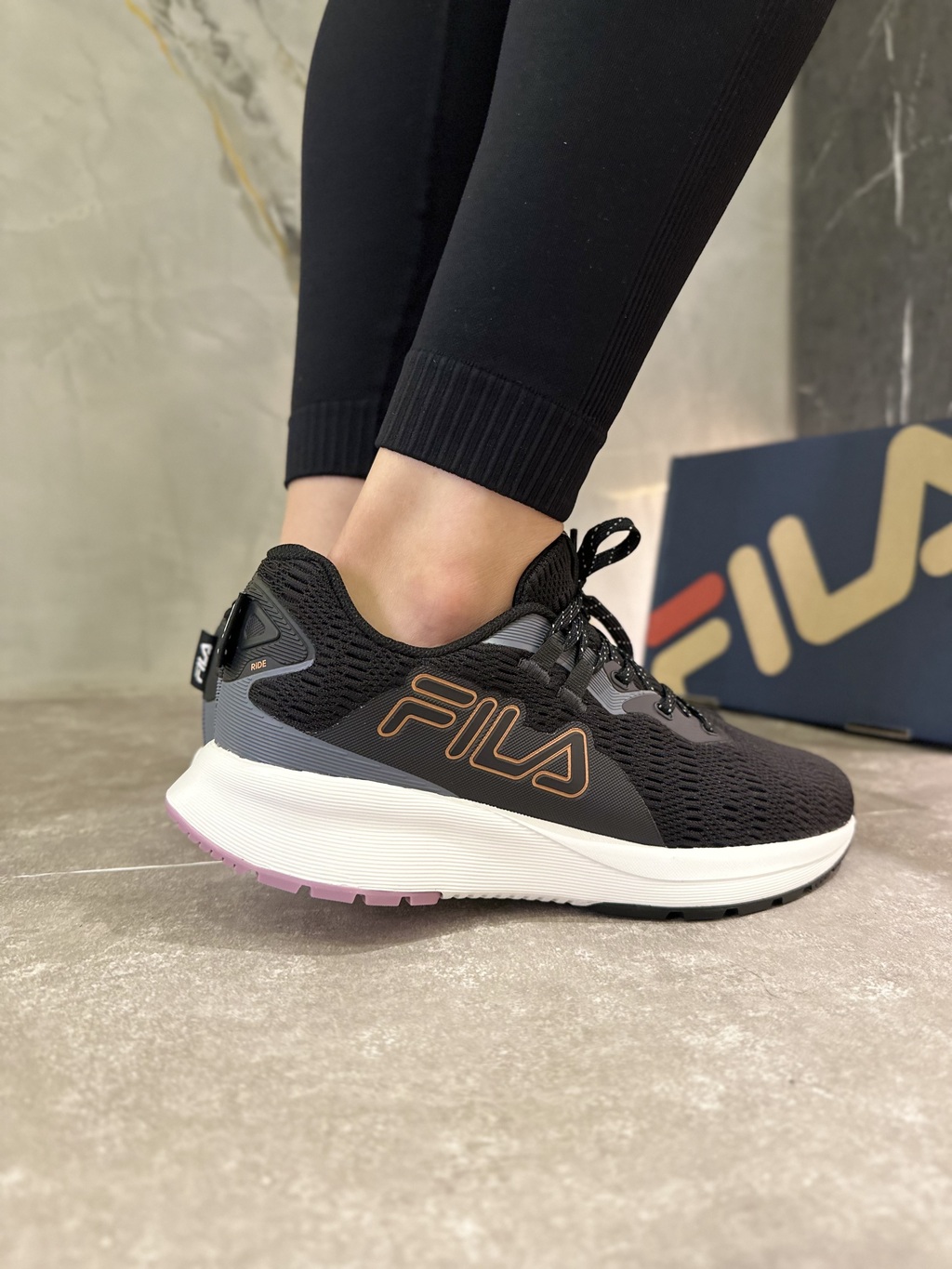 TENIS FILA RIDE PRETO COBRE ROSA ORIGINAL