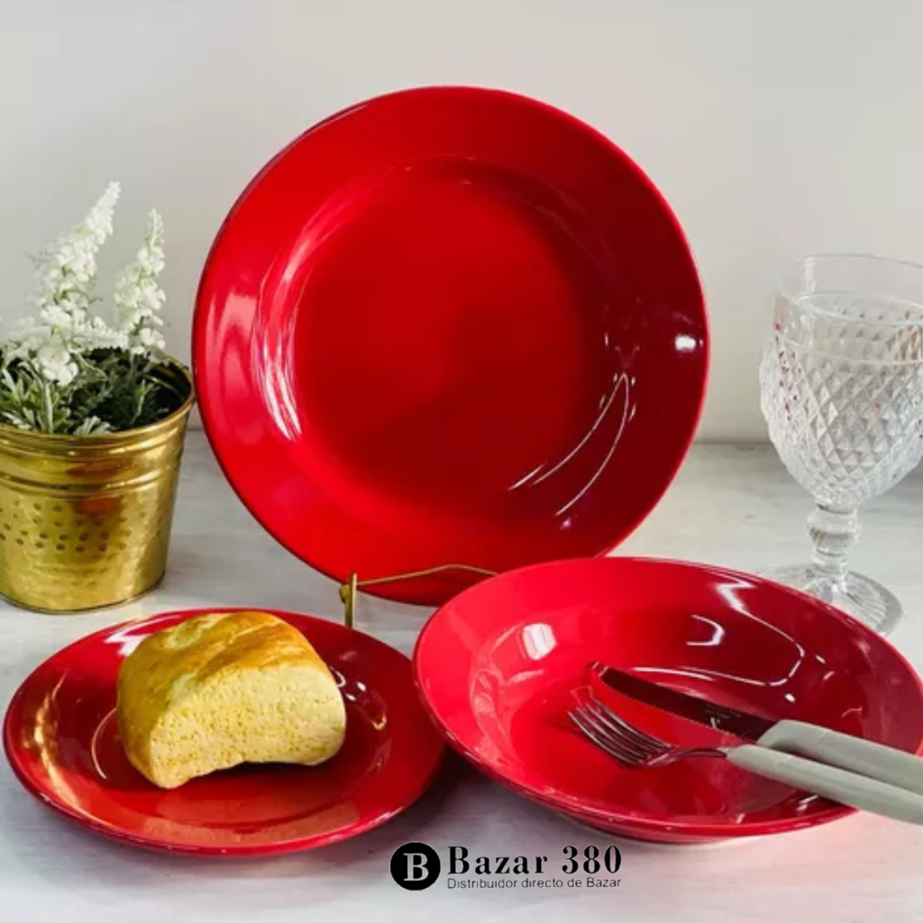 Plato Playo 24 cm Ceramica Rojo Codigo 19356
