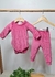 Body Calça Bebê Fleece Canelado Pink - Malinha Kids