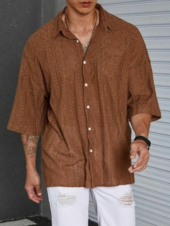 Camisa Garimpo23 Malha crochet Hollow Brown na internet