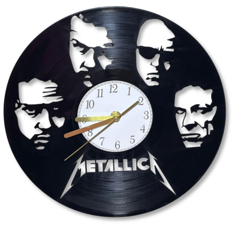 Reloj de Pared Metallica en Disco de Vinilo Vintage Corte Laser