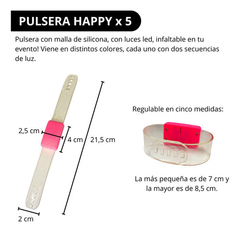 Imagen de Pulsera Happy Con Led X5 // Luminosas Colores Cotillon Led