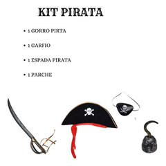 Kit Disfraz Pirata Sombrero Parche Aro Pañuelo Halloween - comprar online