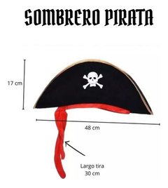 Kit Disfraz Pirata Sombrero Parche Aro Pañuelo Halloween en internet