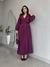 Vestido Midi em Viscose Sarjada com Decote em V - Vinho