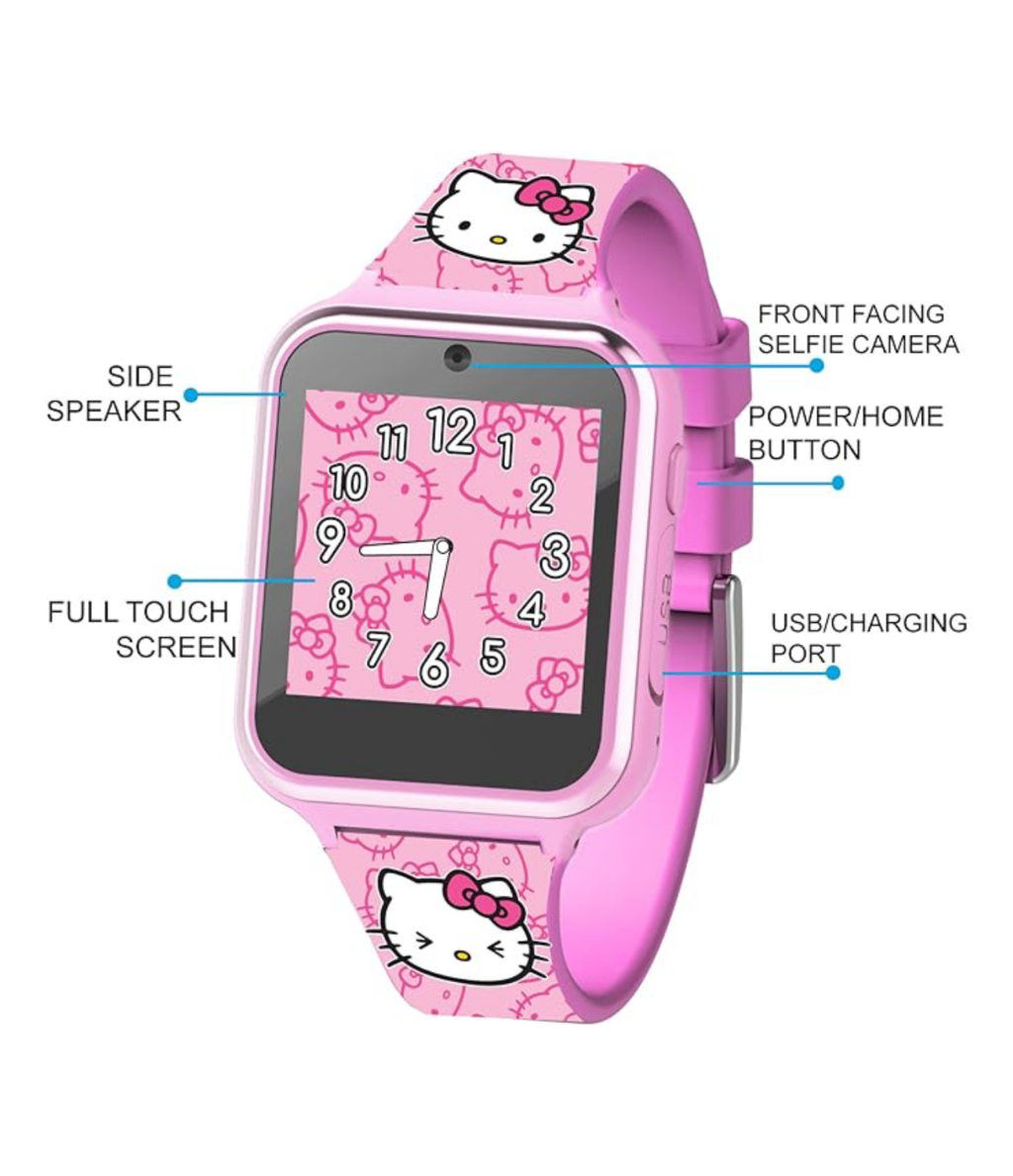 Accutime Hello Kitty Reloj inteligente para ninos con pantalla tactil de aprendizaje educativo rosa