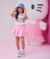 CONJ BLUSA STRASS HELLO KITTY E SHORT SAIA MOMI